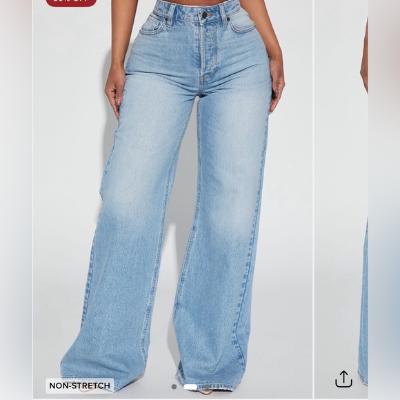 Fashion Nova Light Blue Wide Leg Jeans - Picture 1 of 4